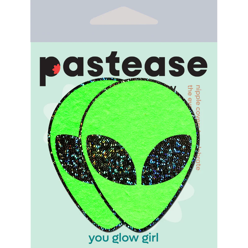 Alien: Glow in the Dark with Glittering Black Eyes Nipple Pasties by Pastease