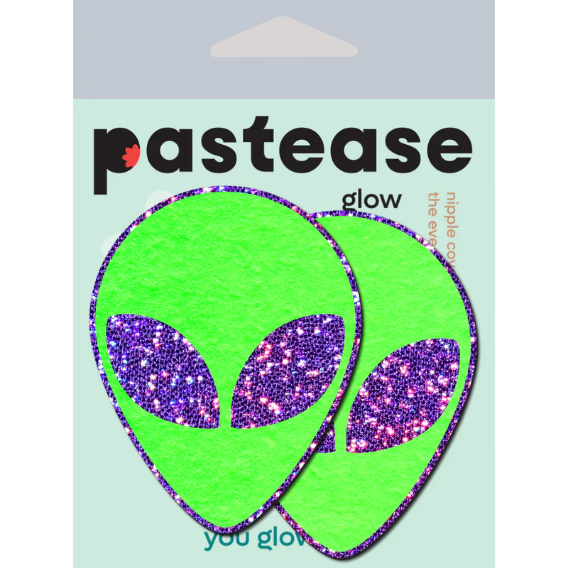 Alien: Glow-In-The-Dark with Glittering Purple Eyes Nipple Pasties by Pastease