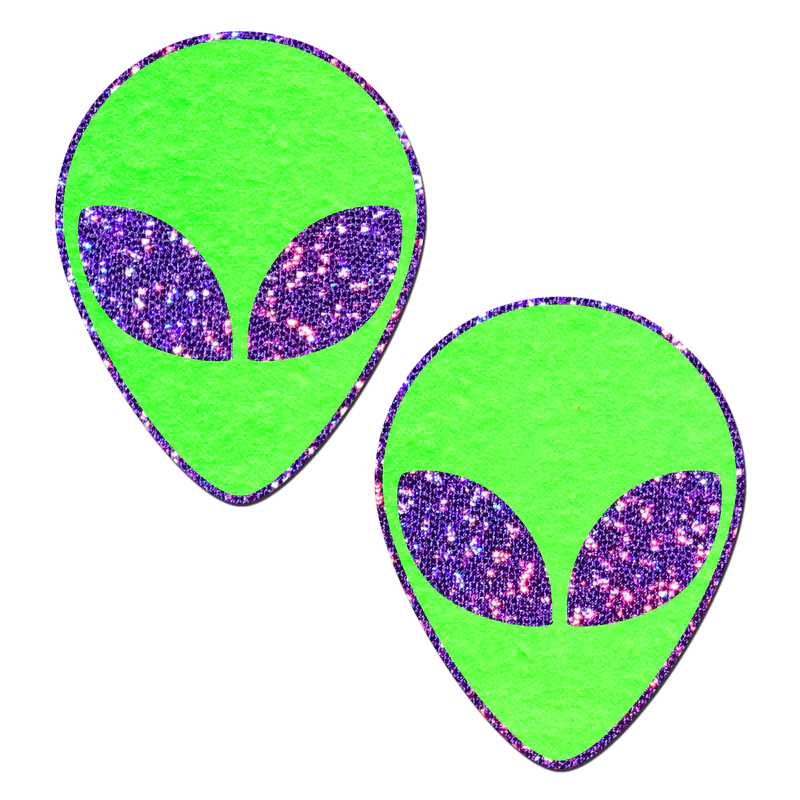 Alien: Glow-In-The-Dark with Glittering Purple Eyes Nipple Pasties by Pastease