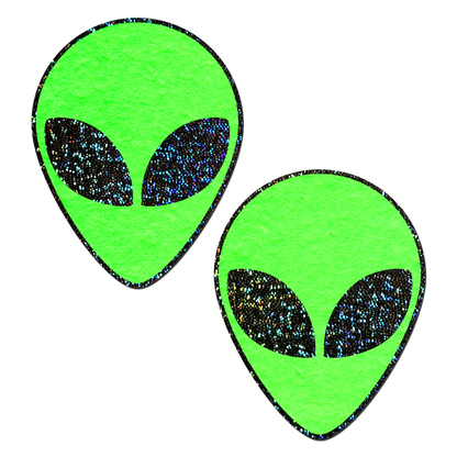 Alien: Glow in the Dark with Glittering Black Eyes Nipple Pasties by Pastease