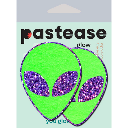 Alien: Glow-In-The-Dark with Glittering Purple Eyes Nipple Pasties by Pastease