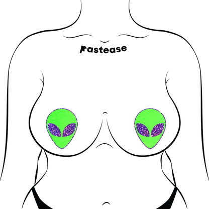 Alien: Glow-In-The-Dark with Glittering Purple Eyes Nipple Pasties by Pastease