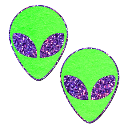 Alien: Glow-In-The-Dark with Glittering Purple Eyes Nipple Pasties by Pastease