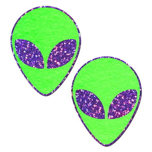 Alien: Glow-In-The-Dark with Glittering Purple Eyes Nipple Pasties by Pastease