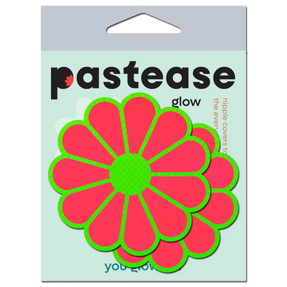 Daisy: Neon Green & Glow in the Dark Neon Pink Petal Pasties Nipple Covers by Pastease