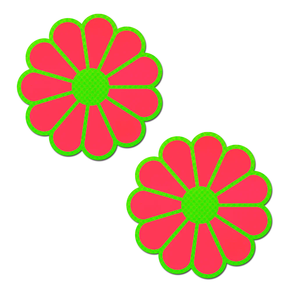 Daisy: Neon Green & Glow in the Dark Neon Pink Petal Pasties Nipple Covers by Pastease