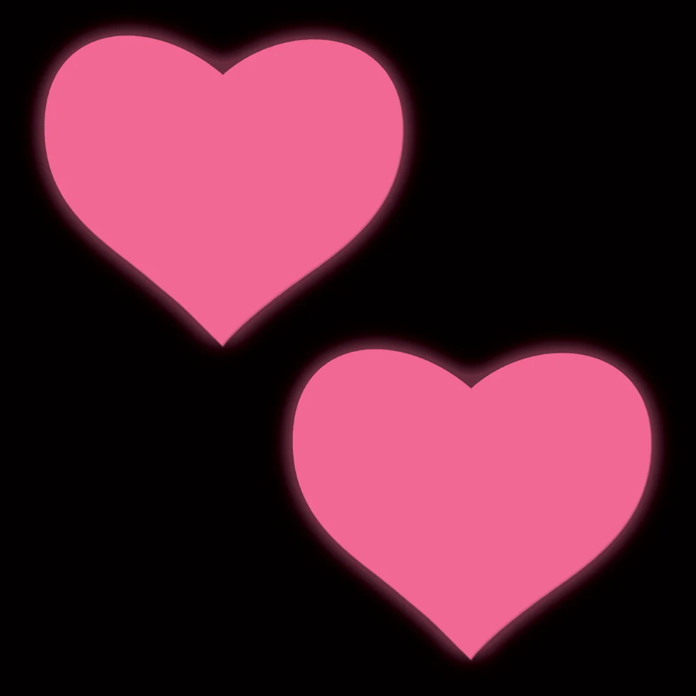 Love: Glow in the Dark Neon Pink Heart Pasties Nipple Covers by Pastease