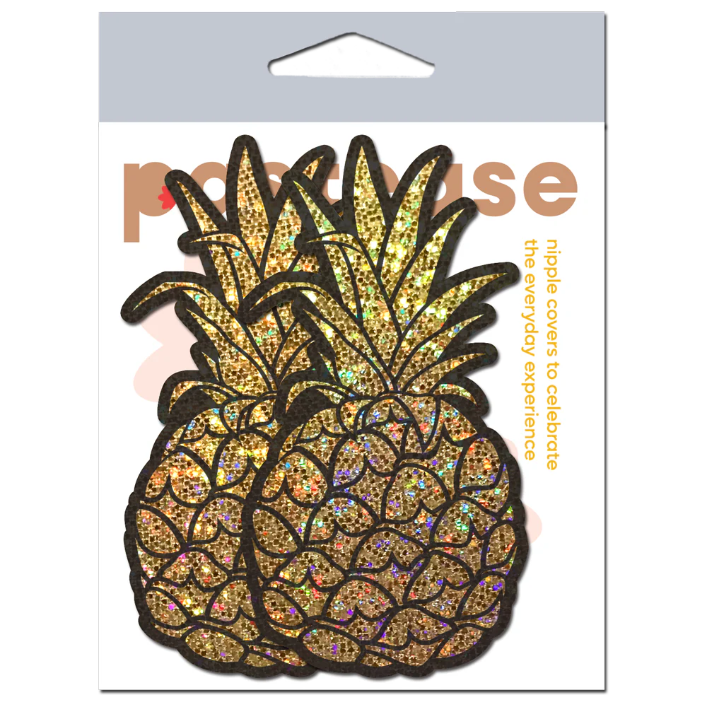 Pineapple on Glitter Gold Nipple Covers by Pastease