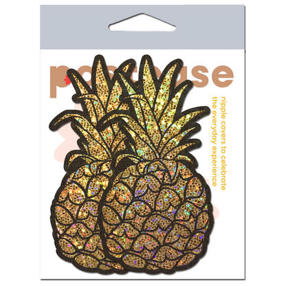 Pineapple on Glitter Gold Nipple Covers by Pastease