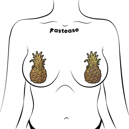 Pineapple on Glitter Gold Nipple Covers by Pastease