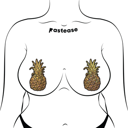 Pineapple on Glitter Gold Nipple Covers by Pastease