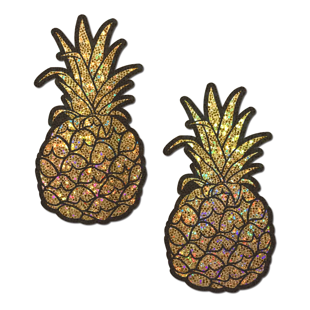 Pineapple on Glitter Gold Nipple Covers by Pastease