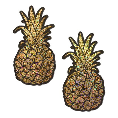 Pineapple on Glitter Gold Nipple Covers by Pastease