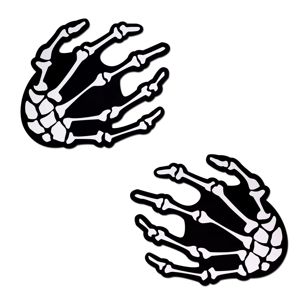 Boney Skeleton Hands on Black Nipple Pasties by Pastease