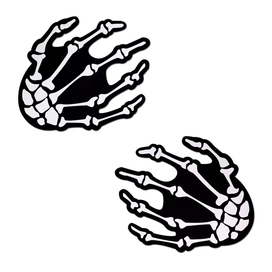 Boney Skeleton Hands on Black Nipple Pasties by Pastease